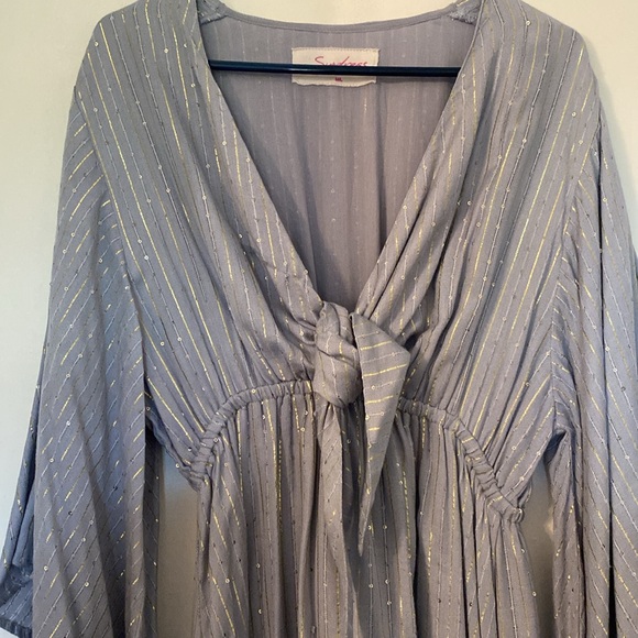 Tuckernuck Sundress Blue Golden Goddess Maxi Dress M/L - Picture 2 of 4